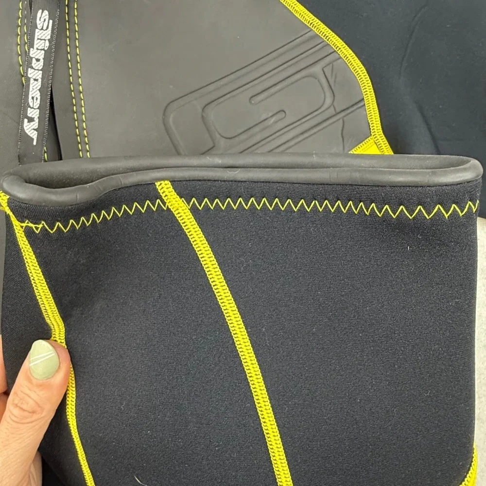 Slippery Shorty Wetsuit Mens Large Black Neon Yellow Neoprene Jet Ski Surf‎ L